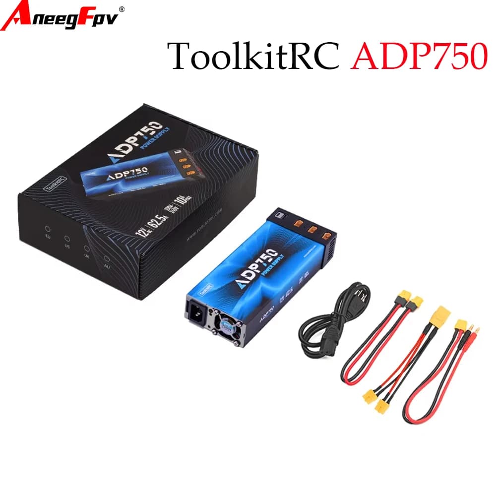 ToolkitRC ADP750 Adattatore di alimentazione da 750 W con uscita XT60 XT90 Ingresso CA 12 V 30 A 100 V-240 V per caricabatteria ToolkitRC