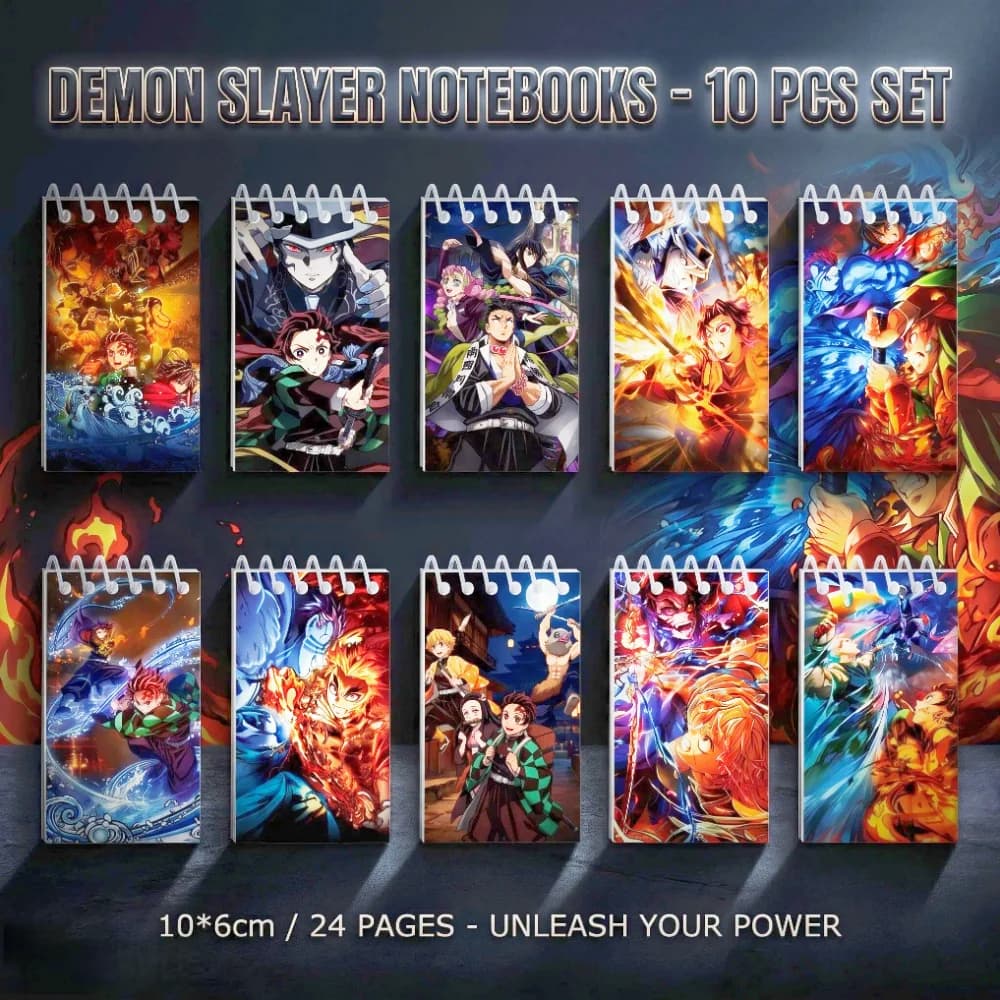 10 blocchi per appunti Demon Slayer. Quaderni a spirale. Articoli di Cancelleria per Studenti e Ufficio - Materiale Didattico Motivazionale Regali per le Festività