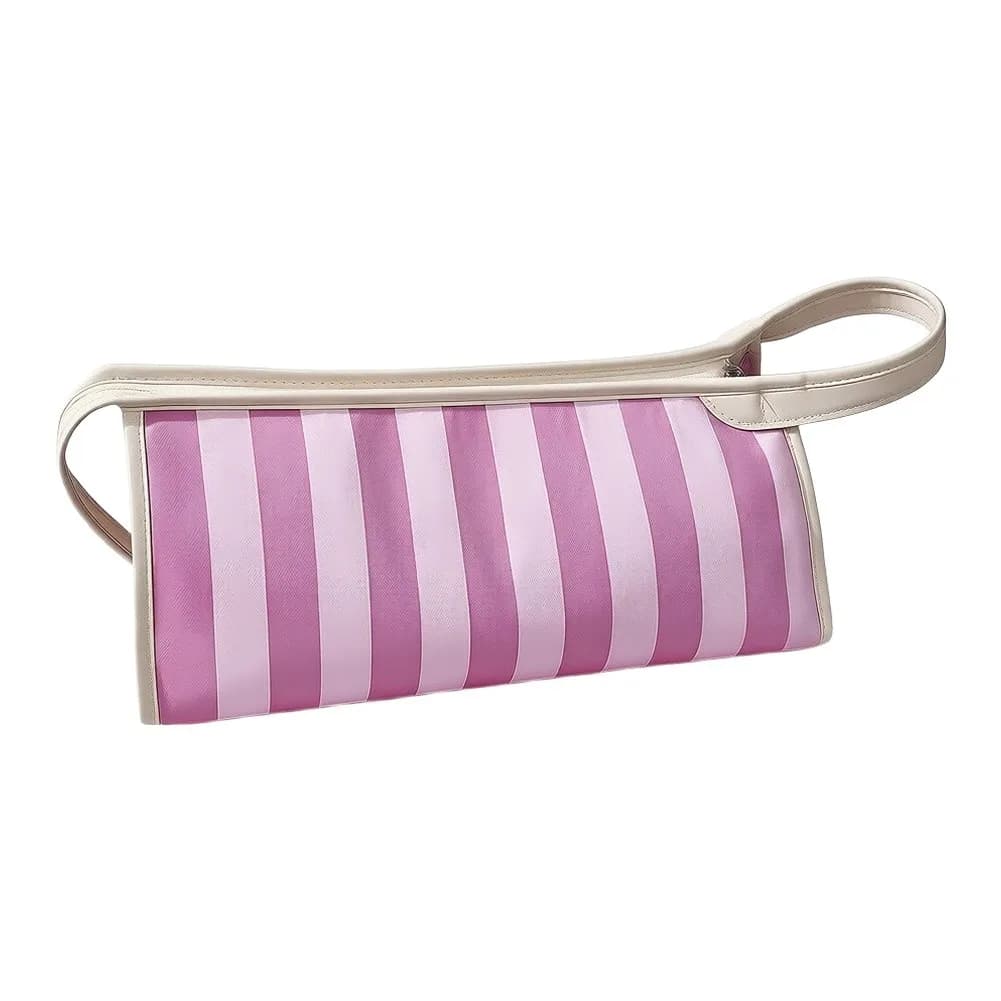 Waterproof Striped Organizer Bag for Hair Tools Including Hair Dryer Straightener Curling Iron and Compact Carry