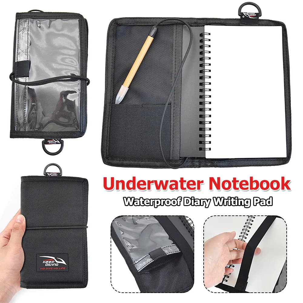 Note Writing Record Board Waterproof Diary Writing Pad Multifunctional Diving Dairy Book PU Coating for Scuba Diving Snorkeling