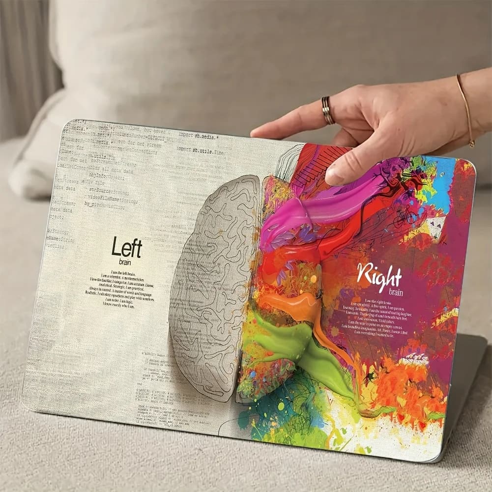 Custodia per laptop in PVC con motivo cerebrale beige (confezione da 2) - Resistente ai graffi e all'usura, appositamente progettata