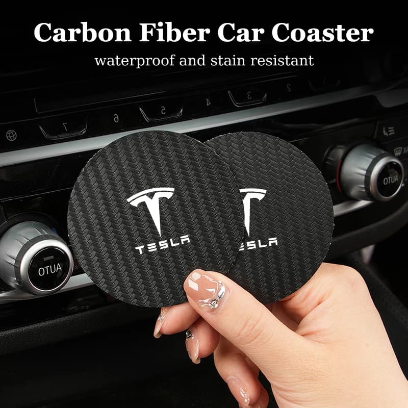 2Pcs Car Water Cup Coaster Waterproof Pad Universal Cup Holder Accessories For Tesla Model 3 Model S Model X Model Y Roadster
