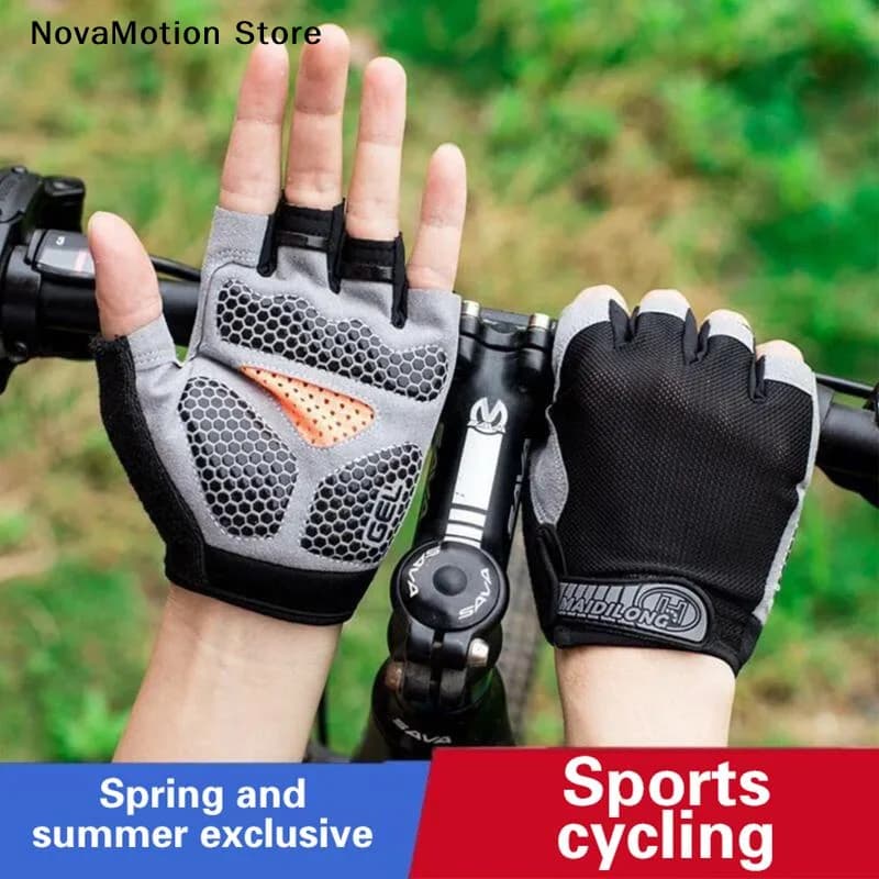 [NM]Half Finger Cycling Gloves Men Women Anti Slip Shock Breathable Summer Bicycle Fingerless Sports Gym Training Bike[NM]