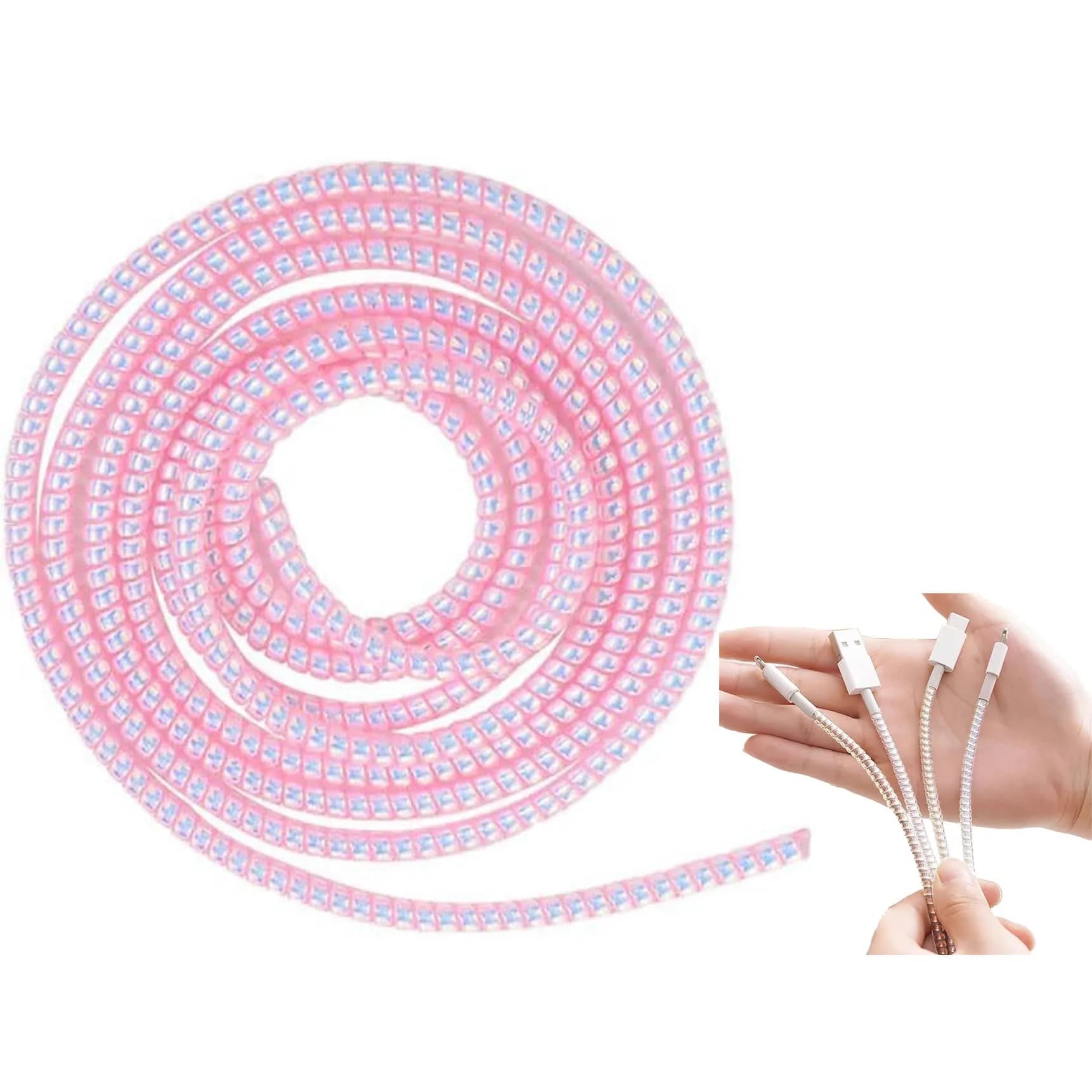 1.4M USB Charging Data Line Cable Protector - Spring Wrap Wire Cord Protection, Cable Winder Organizer for Home Desk Accessories