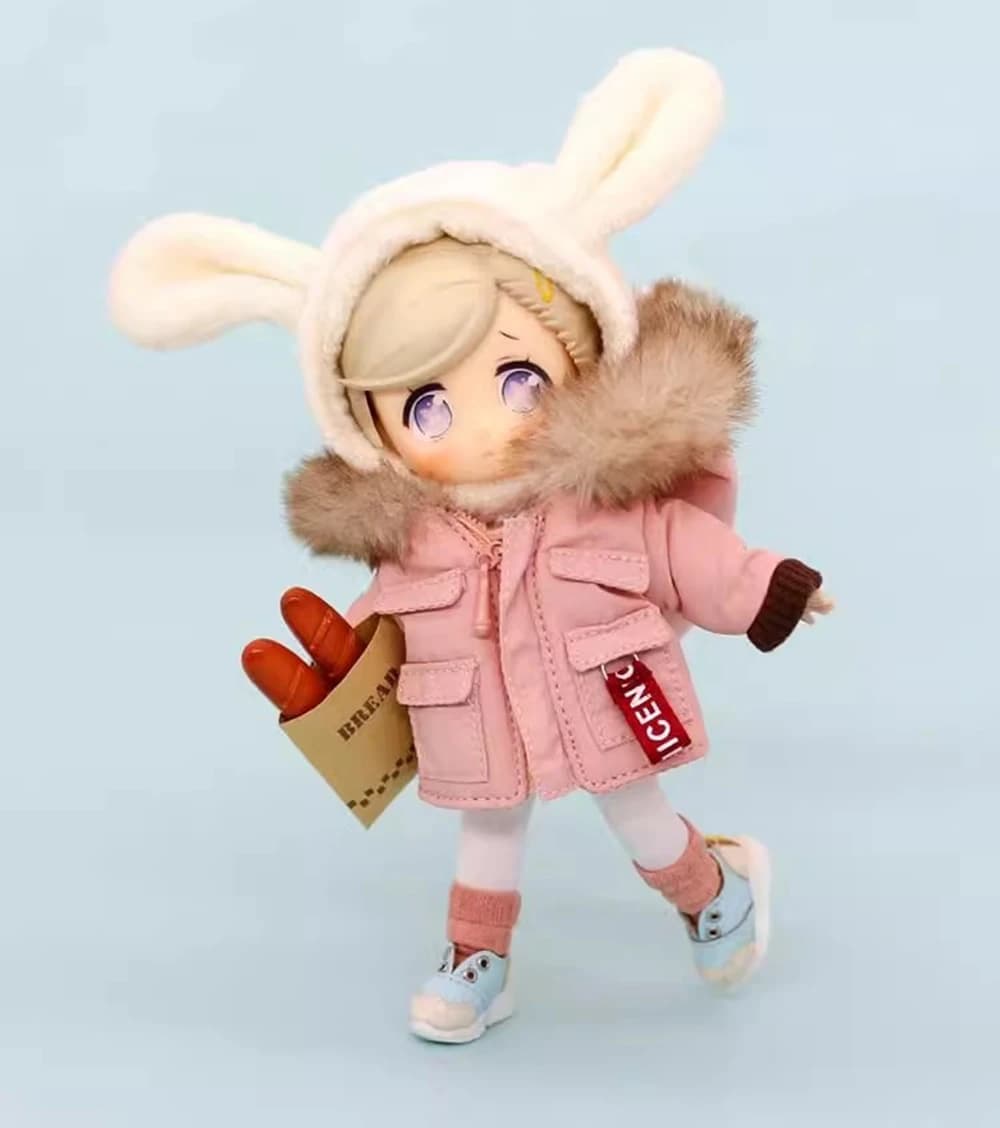 Nuovo Mini Carino Piumino Giacca di Cotone Cappotto Cappotto Con Cappuccio ob Calzino Corto per 1/12bjd,obitsu11,mollys,ob11 Scarpe Da Bambola Accessori