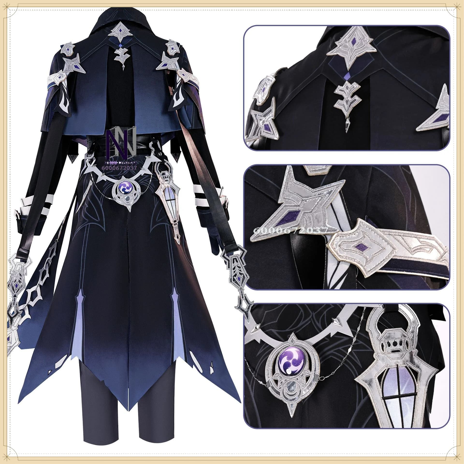 Genshin Impact Flins Cosplay costume Men Slim Dark Fighter Game Character Outfit Full Set anime outfit role playing comic con