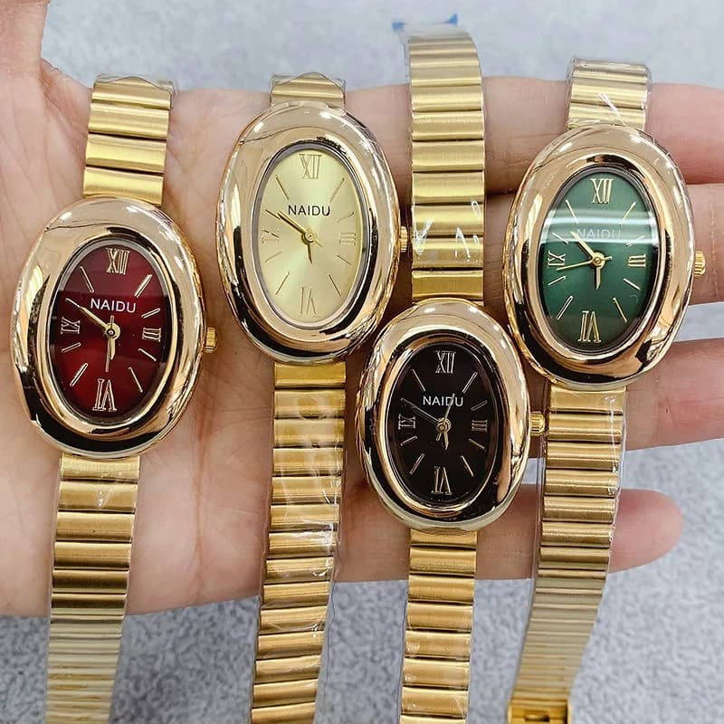 Luxury Brand Gold Oval Quartz Watch Women's Wrist Watch With Casual Steel Strap Fashion Ladies Montre Femme Gifts Dropshipping