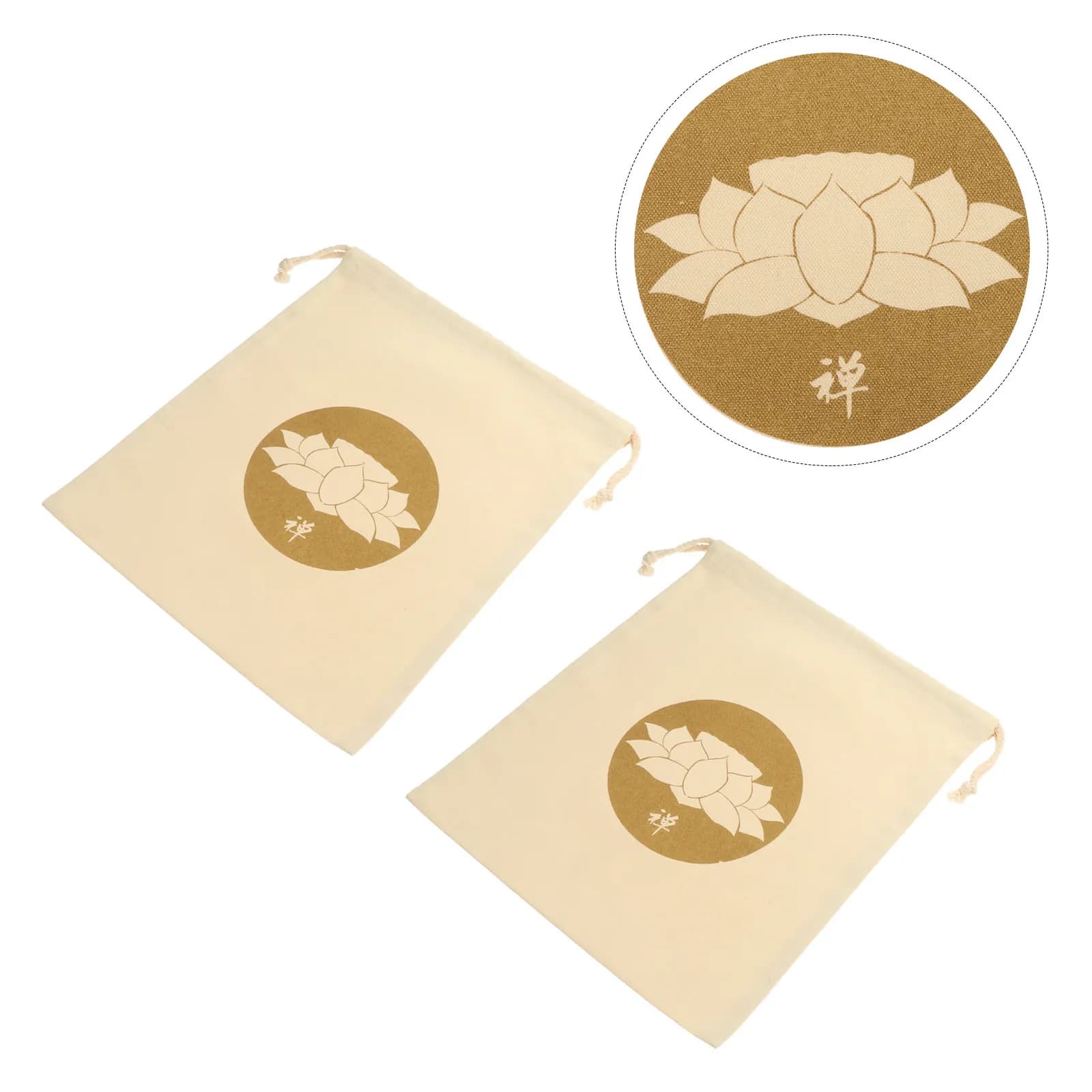 2Pcs Tibetan Singing Bowl Pouch High Quality Drawstring Storage Bag for Buddha Sound Bowl Meditation Yoga Practice Compact