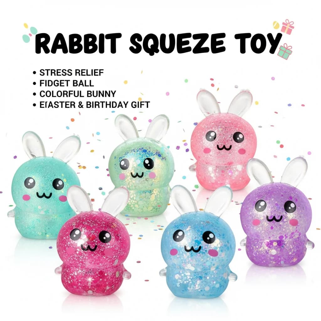 Giocattolo Antistress a Forma di Coniglio Kawaii, Palla Colorata per Alleviare lo Stress, Giocattolo Sensoriale per Bambini e Adulti, Regalo di Pasqua e Compleanno