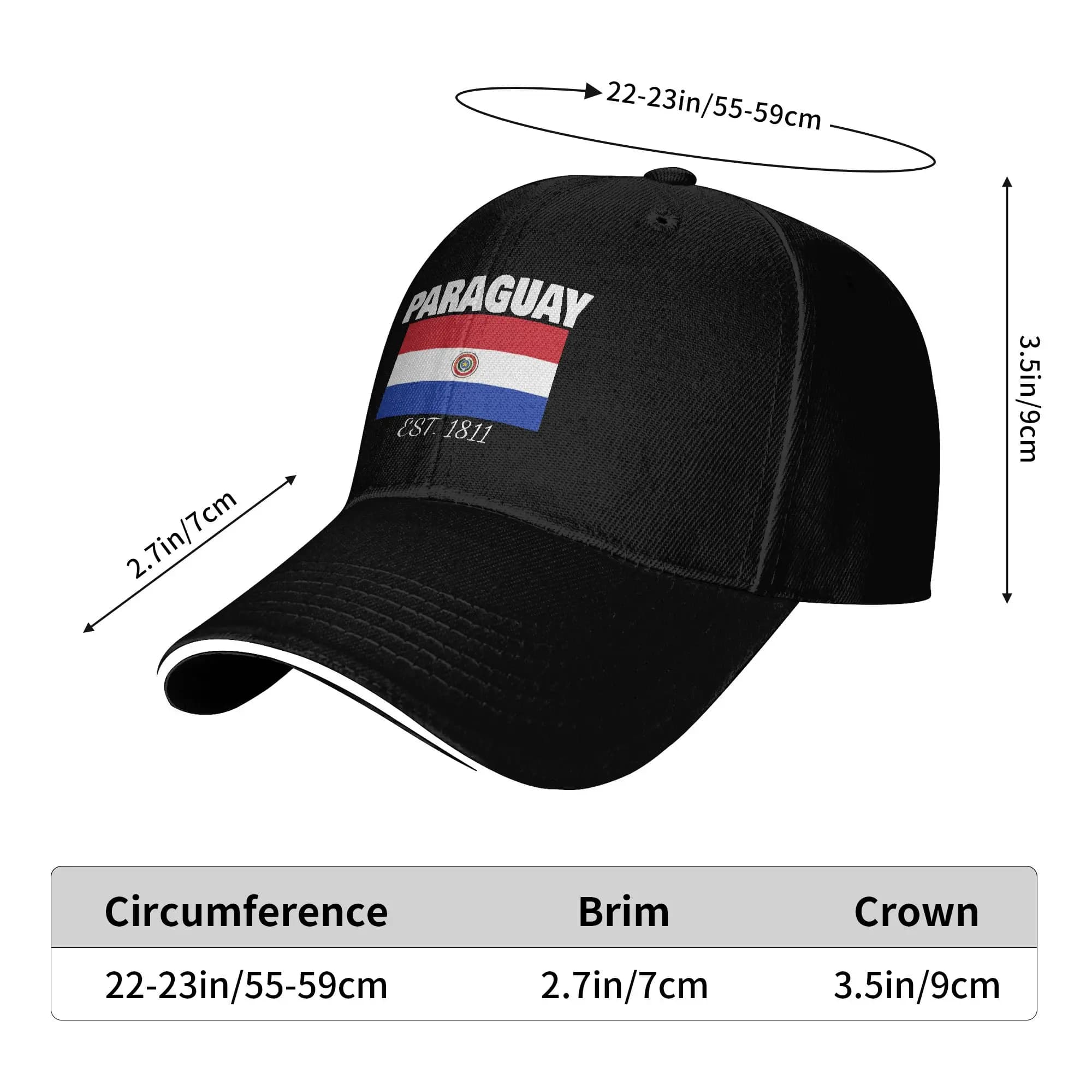Cappellino da Baseball con Design Artistico della Bandiera del Paraguay, Classico Cappello Hip Hop per Uomo Adulto, Visiera Parasole Stampata, Cappello Snapback per Escursionismo e Pesca, Regalo