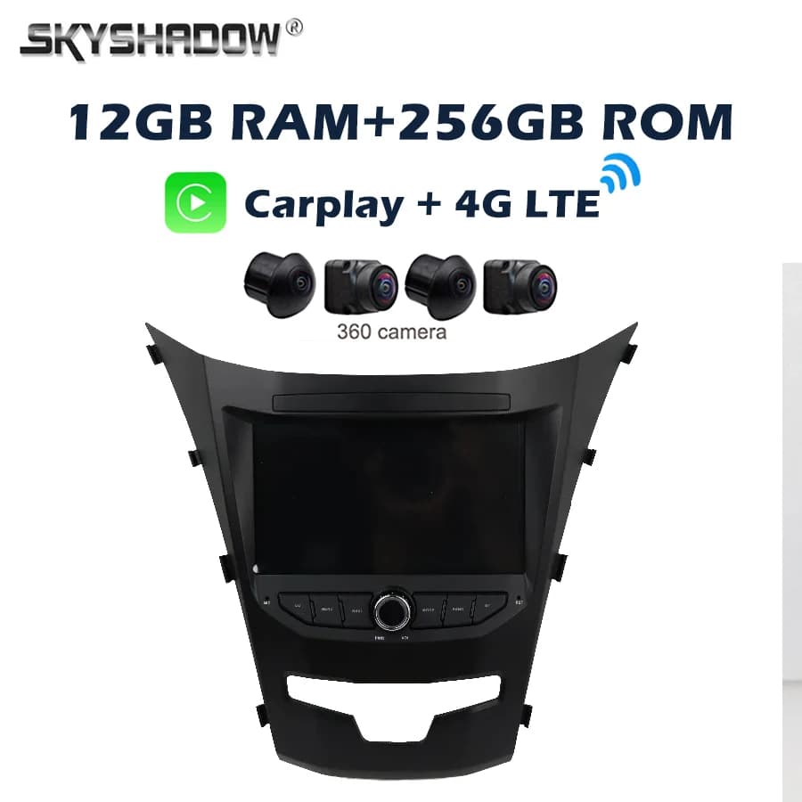 4G LTE IPS 12G + 256G Carplay Auto Android 14.0 Lettore DVD per auto GPS WIFI Bluetooth Radio per SsangYong Actyon 2 Korando 3 2014-2017