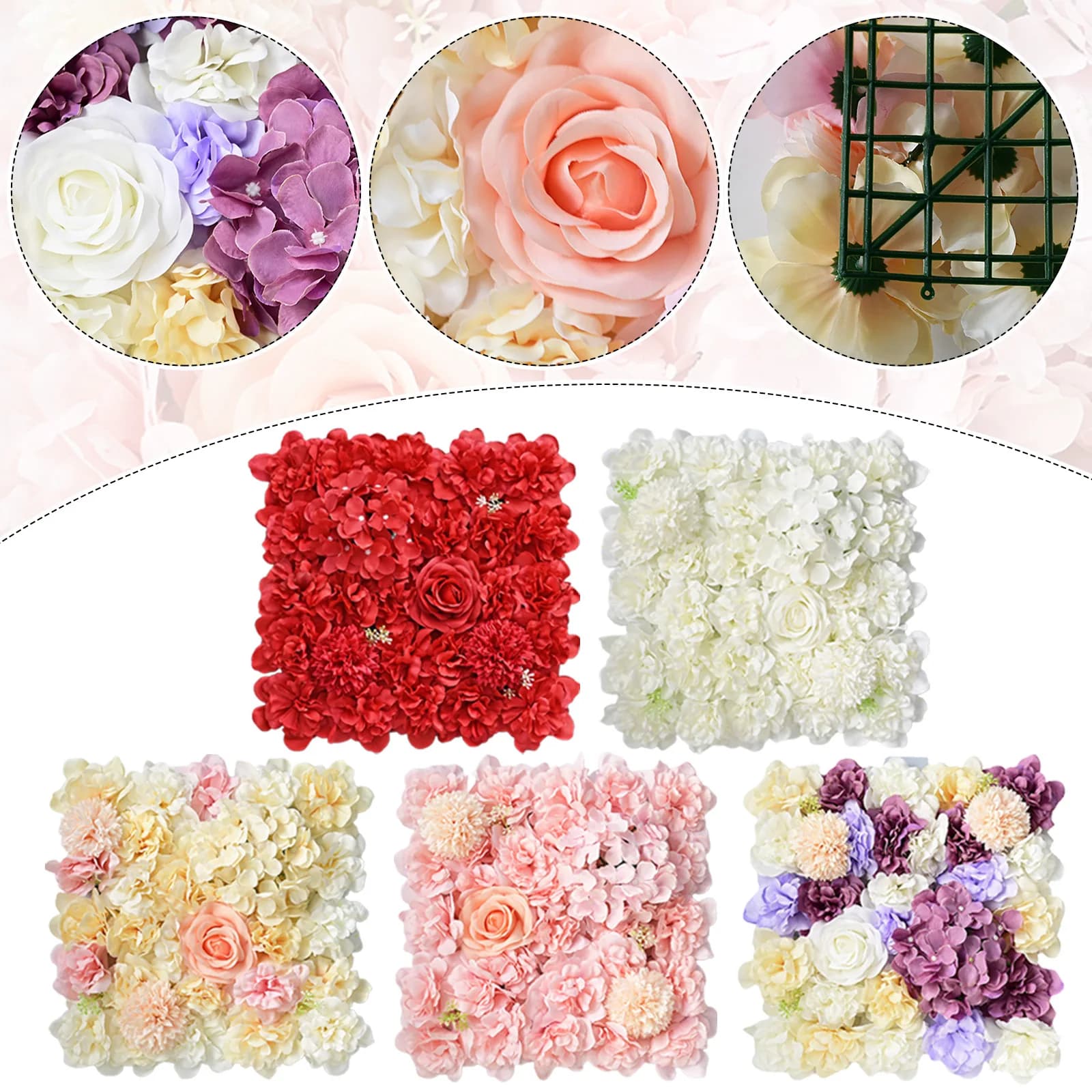 Artificial Flowers Plastic Fake Plants 3D Flower Wall Panels Wall Background Wedding Decor Wedding Garden Decoration