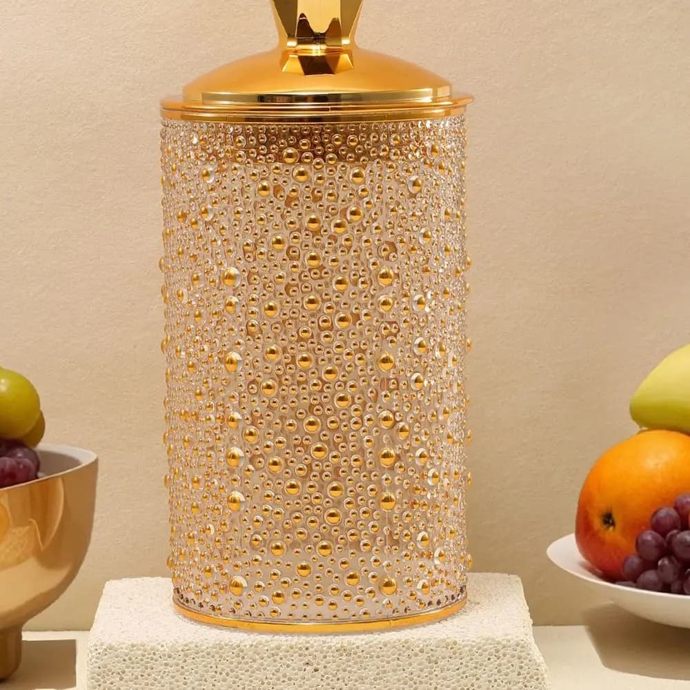 With Lid Airtight Food Storage Jar PET Bottle Gold Foil Spice Jars Reusable Airtight Kitchen Container Household Use