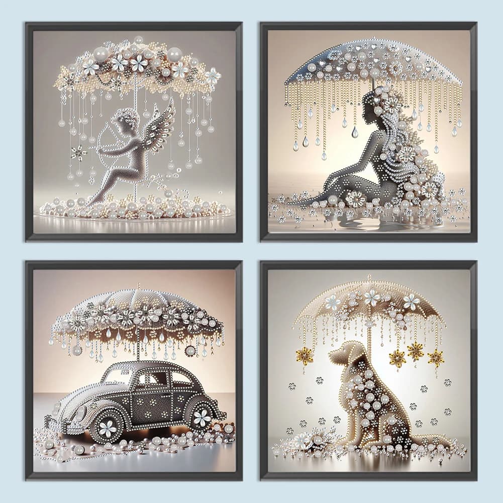 4pcs 30x30cm Umbrella 5D DIY Partial Special Shaped Drill Diamond Painting Craft