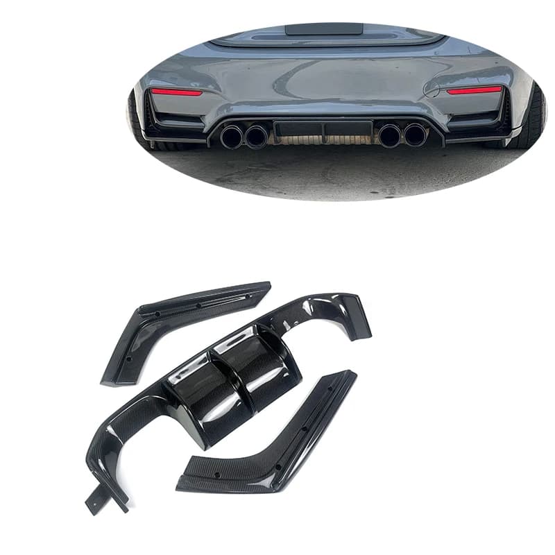 Diffusore per labbro paraurti posteriore in vera fibra di carbonio stile V per BMW F80 M3 F82 F83 M4 2015-2020