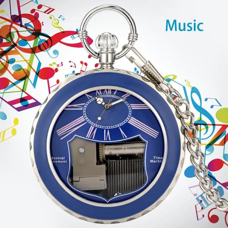 Orologio da tasca classico manuale musicale che suona la canzone del lago dei cigni Orologio analogico al quarzo per uomo Donna Orologi con ciondolo Catena FOB Reloj