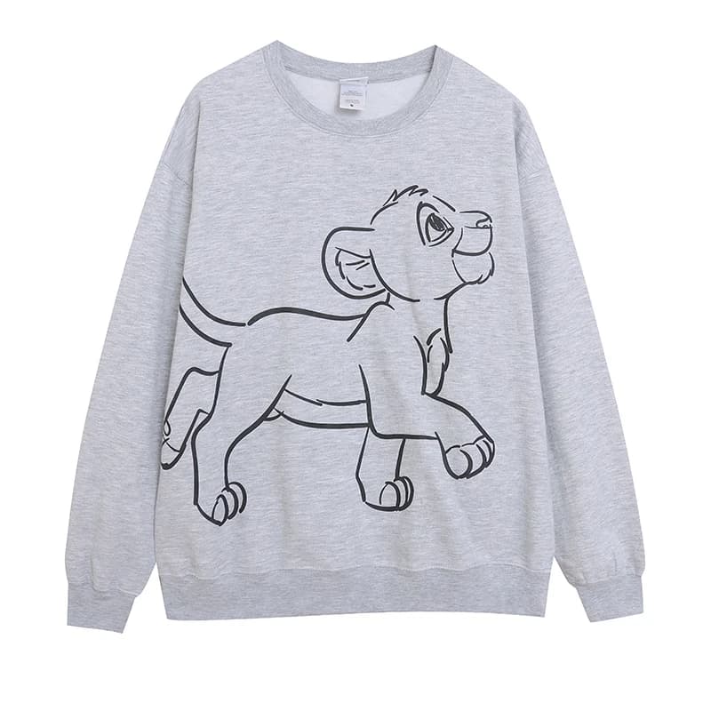 Fleece Lined Cute Cartoon round Neck Sweatshirt Loose Slimming Women's Top Casual Versatile Anti-Aging Anime Graphic Hoodie
