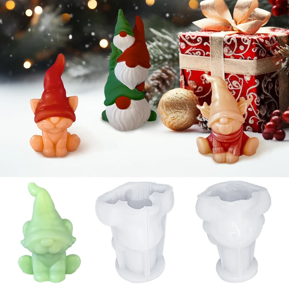 LZ046 Christmas Series Santa Claus Candle Mold DIY Cartoon Christmas Tree Soap Gypsum Silicone Resin Molds For Festival Crafts