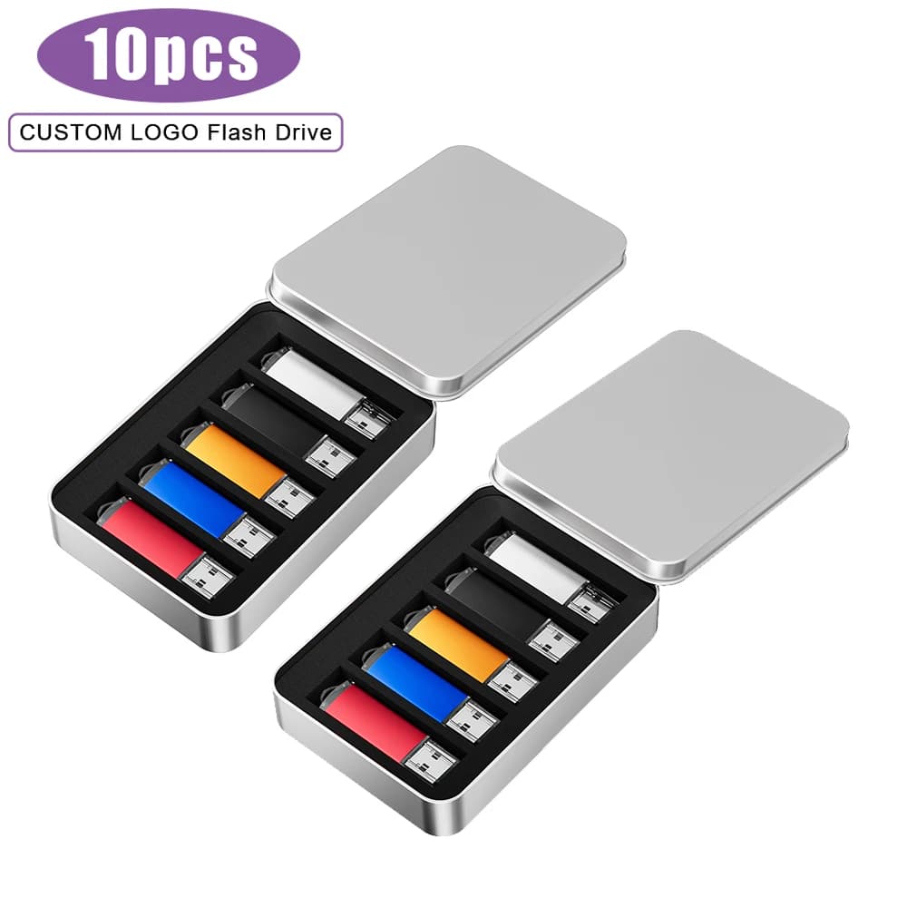 5PCS/10PCS Boxed Packaging Metal USB 2.0 Flash Drives128GB 64GB Business Gift Pen Drive 16GB USB Stick Holiday Gifts 32GB 4GB