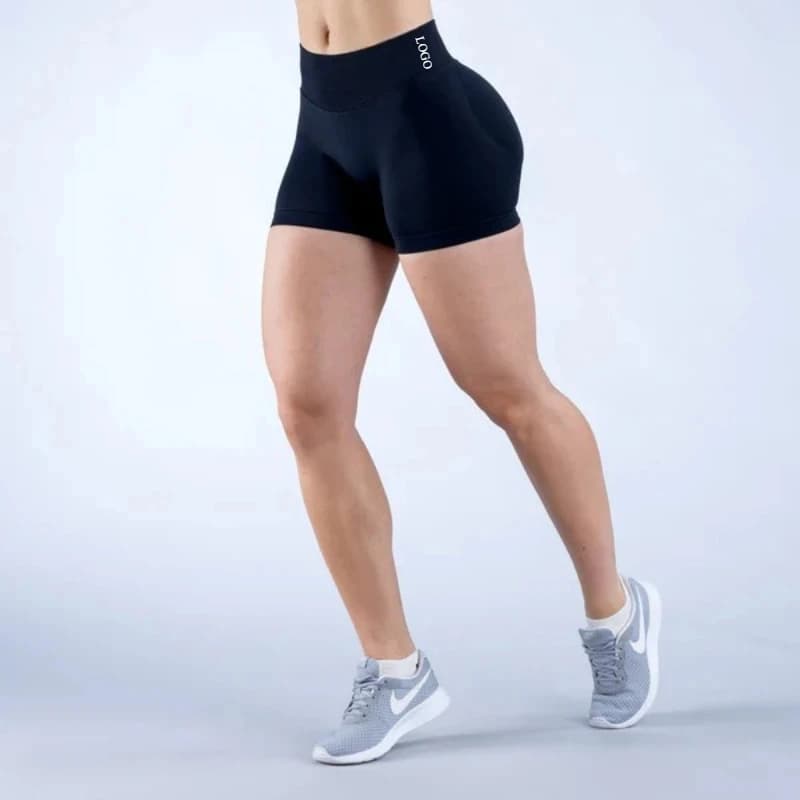 Pantaloncini da yoga per donna, senza cuciture, a vita alta, ad asciugatura rapida, elasticizzati, che modellano i glutei, a blocchi di colore, per palestra, fitness, corsa