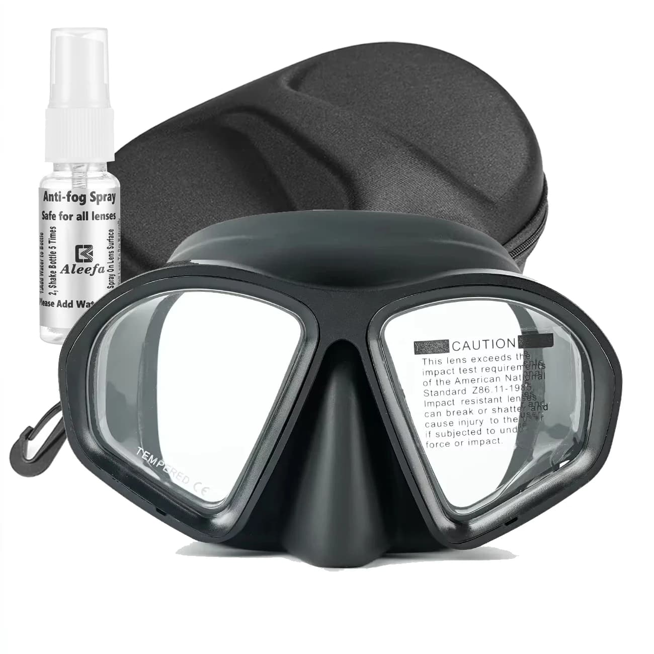 Aluma Pro underwater mask with anti-fog spray, low volume tempered glass lens for scuba diving, snorkeling and apnea, adult equipment