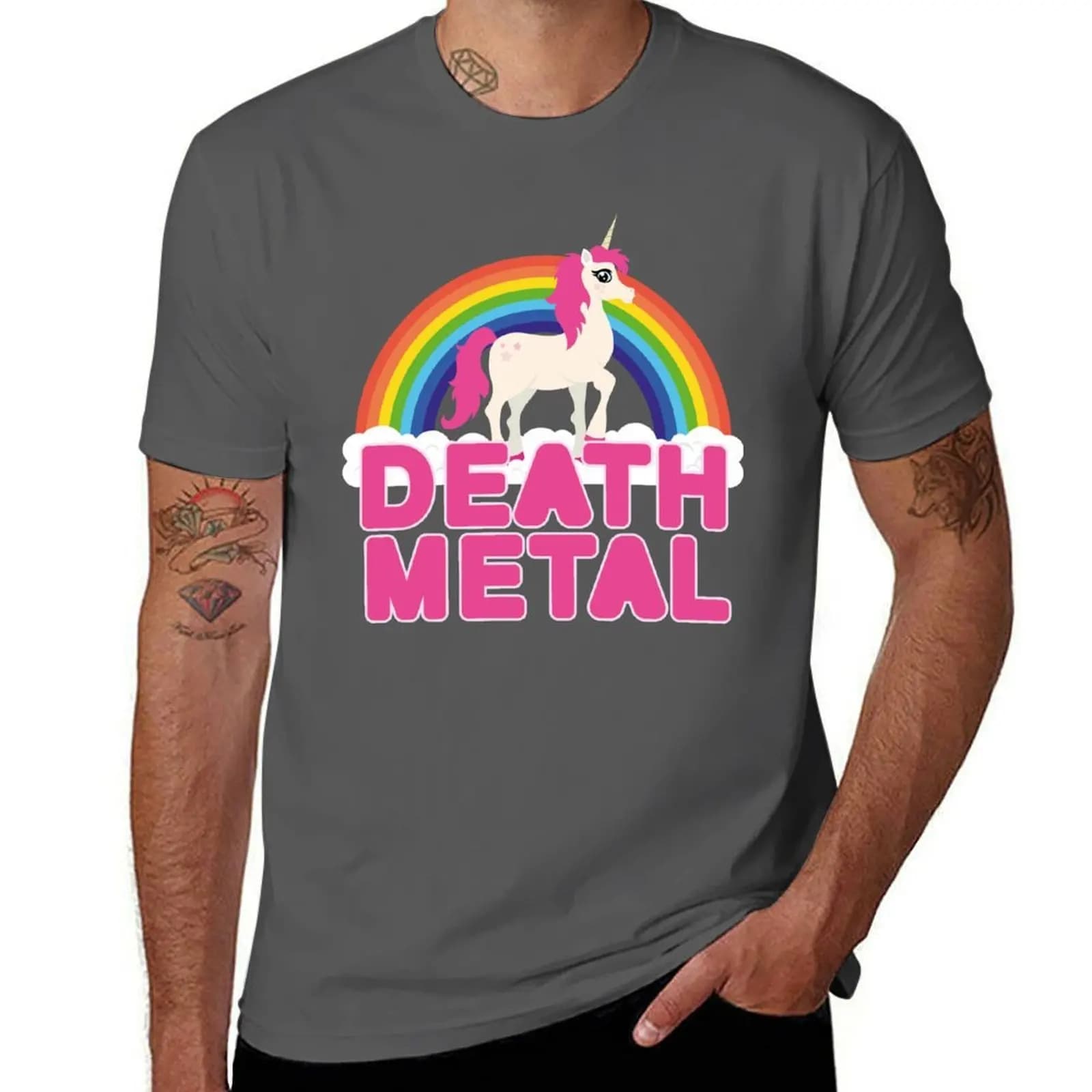 T-shirt Death Metal Unicorn, t-shirt sportiva traspirante da uomo