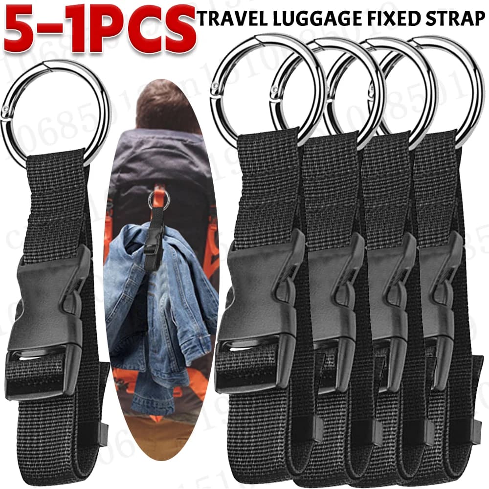 1-5PCS Bagagli da viaggio Cinghia fissa con fibbia di rilascio Zaino Cinghia esterna Add-A-Bag Cinghia per bagagli Cintura Porta giacca Outdoo