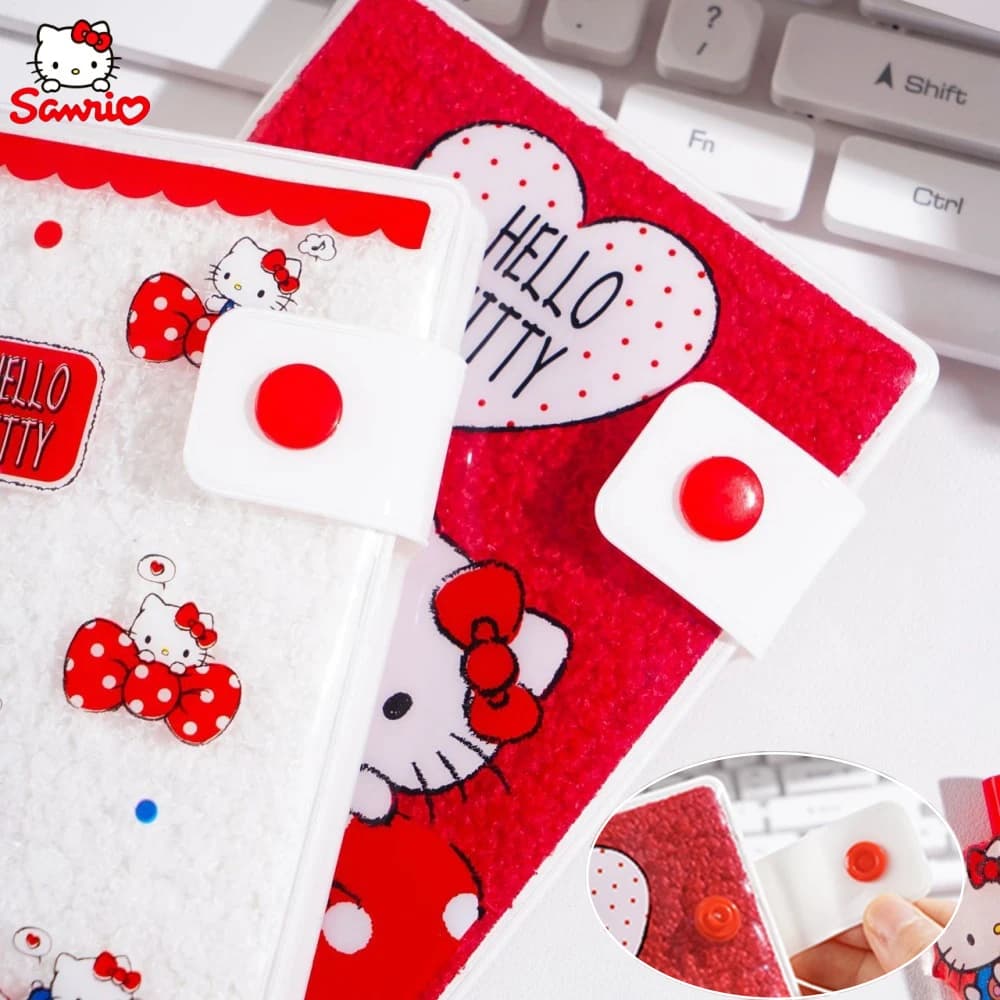 Genuine Sanrio Kt Cat Plush Snap PVC Cover Planner Hello Kitty Portable Pocket Notebook For School Office Writing Records Gifts
