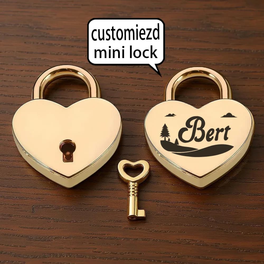 1 Pezzo Lucchetto a Forma di Cuore Mini Personalizzabile con Scenografia Romantica, Accessori di Sicurezza