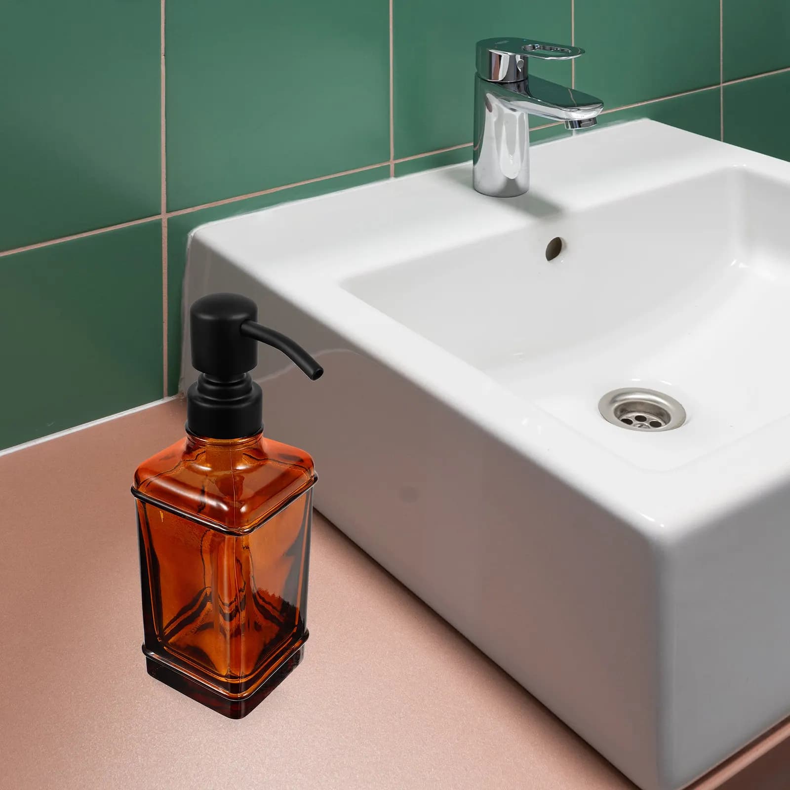 Dispenser in Vetro con Pompa, Bottiglia Vuota Ricaricabile per Shampoo, Gel Doccia, Sapone Liquido, Lozione, Oli Essenziali, per Casa, Hotel, Bagno, Cucina