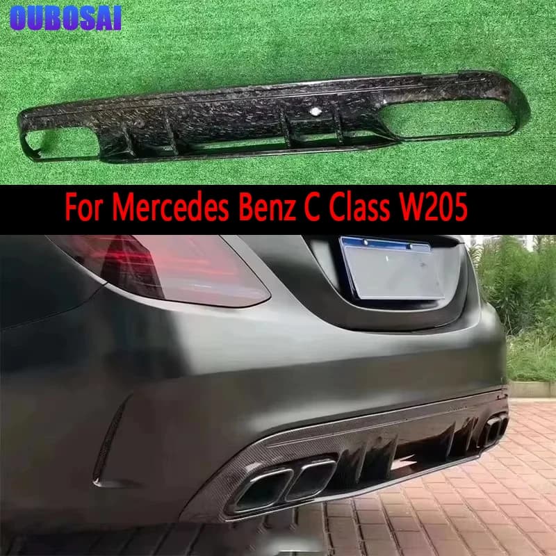 Diffusore del paraurti posteriore per auto in fibra di carbonio per Mercedes Benz Classe C W205 C43 C63 C260 C300 Splitter posteriori a quattro porte Spoiler Labbro posteriore