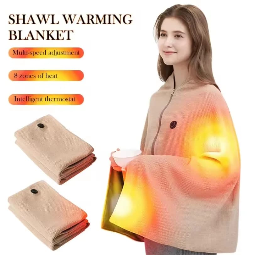 Coperta riscaldata elettrica USB invernale Indossabile Scialle riscaldato a 3 livelli di riscaldamento Coperta scaldamuscoli portatile per scialle del divano dell'ufficio domestico