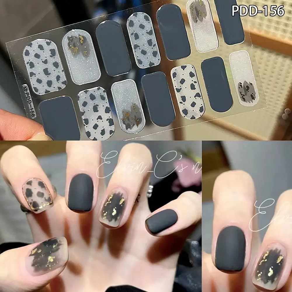 Facile da rimuovere 14 strisce adesivi per unghie in gel semi curato copertura completa gel strisce di smalto per unghie toppa floreale per unghie fai da te creazione di nail art