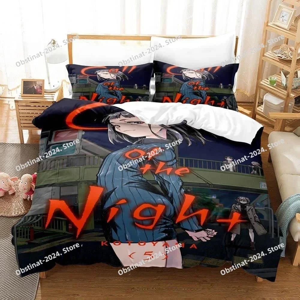3D Anime CALL OF THE NIGHT Set biancheria da letto Stampato singolo Piumino Copripiumino Federa 3 pezzi Bambini Taglia adulto