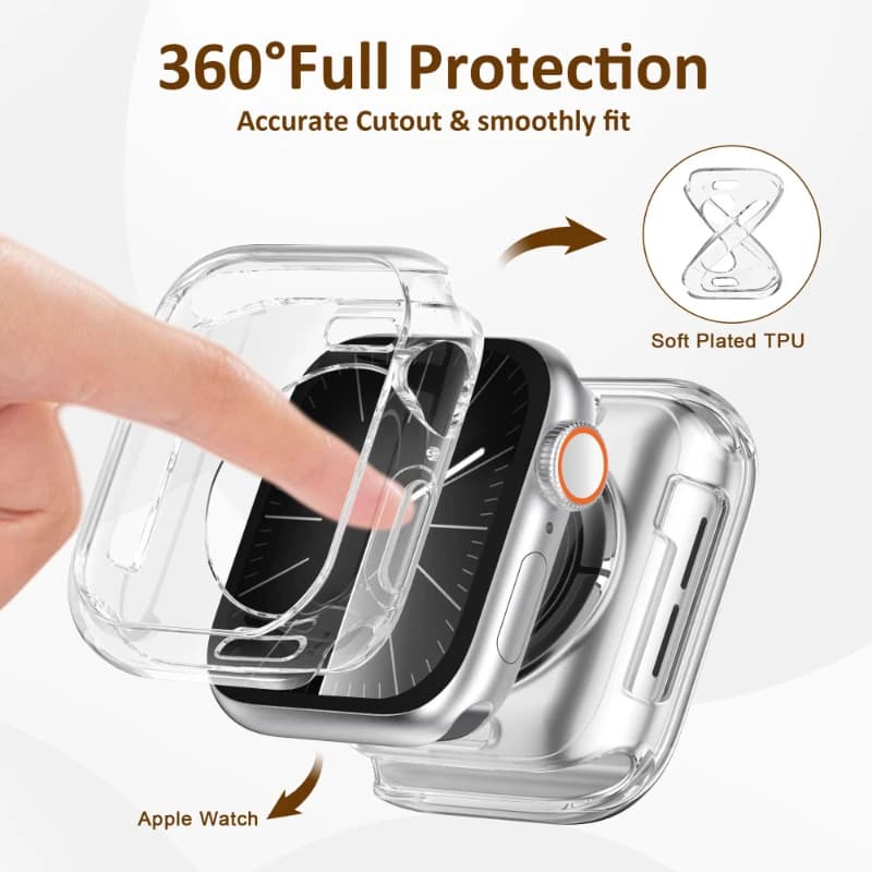2 coperture per Apple Watch 44MM 40MM 45MM 41MM 49MM 3842mm Custodia protettiva per schermo in TPU trasparente morbido cavo iWatch 9876se 5ultra 12