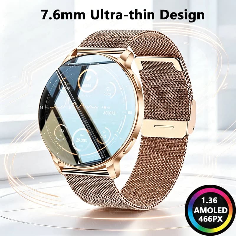 New Smartwatch 2026 with AMOLED Display, Bluetooth, GPS, Fitness Monitoring, IP68, LED Flashlight