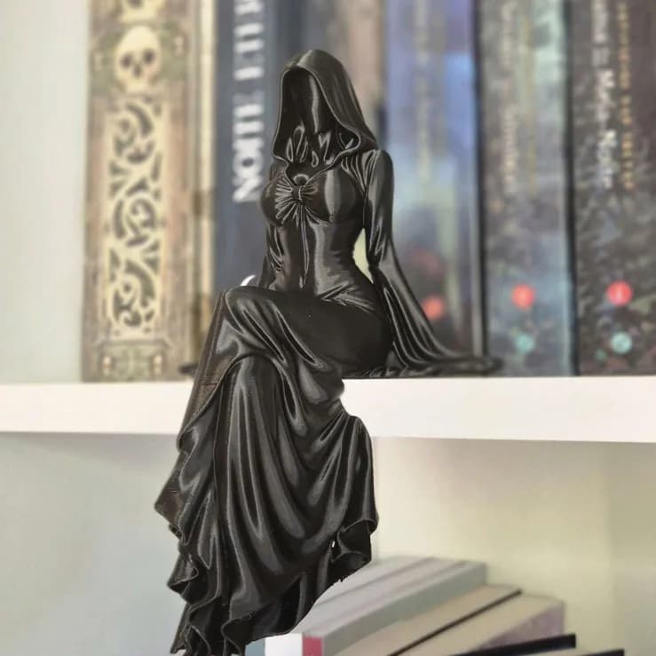 Set di Statuette di Donne con Cappuccio Misteriose, Ragazza Senza Volto in Abito Nero, Ornamento da Scrivania, Scultura in Resina di Strega Gotica