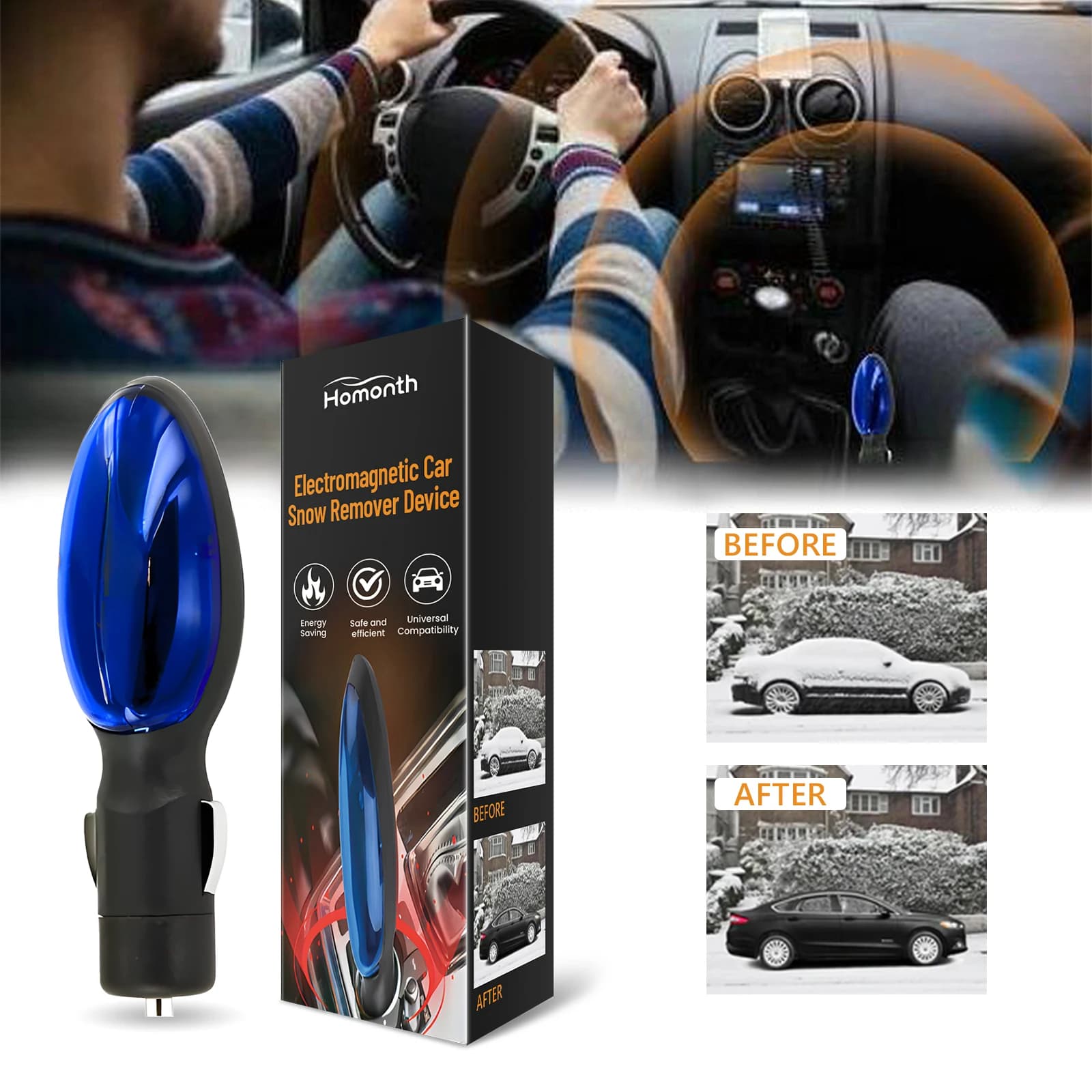 Electromagnetic Windshield Defroster Quick Car Ice Scraper Portable 12V Auto Glass Demister Snow Melt Kit Winter Car Accessories