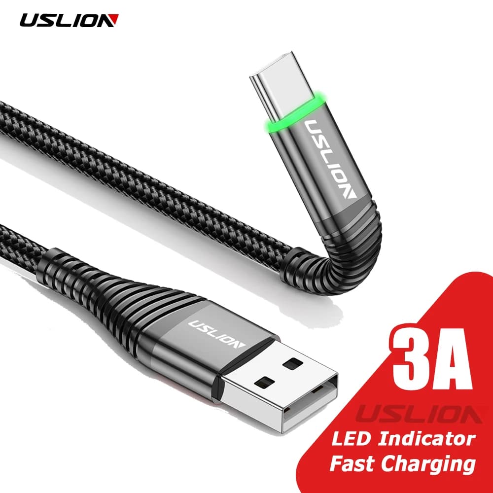 Cavo USB Type C USLION 3A per ricarica rapida e trasferimento dati per Xiaomi 13 Pro 12 Realme POCO Oneplus OPPO Honor Telefoni Android