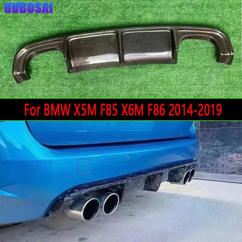 For BMW X5M F85 X6M F86 2014-2019 Carbon Fiber Car Rear Bumper Diffuser Rear Splitters Spoiler Back lip shunt body kit