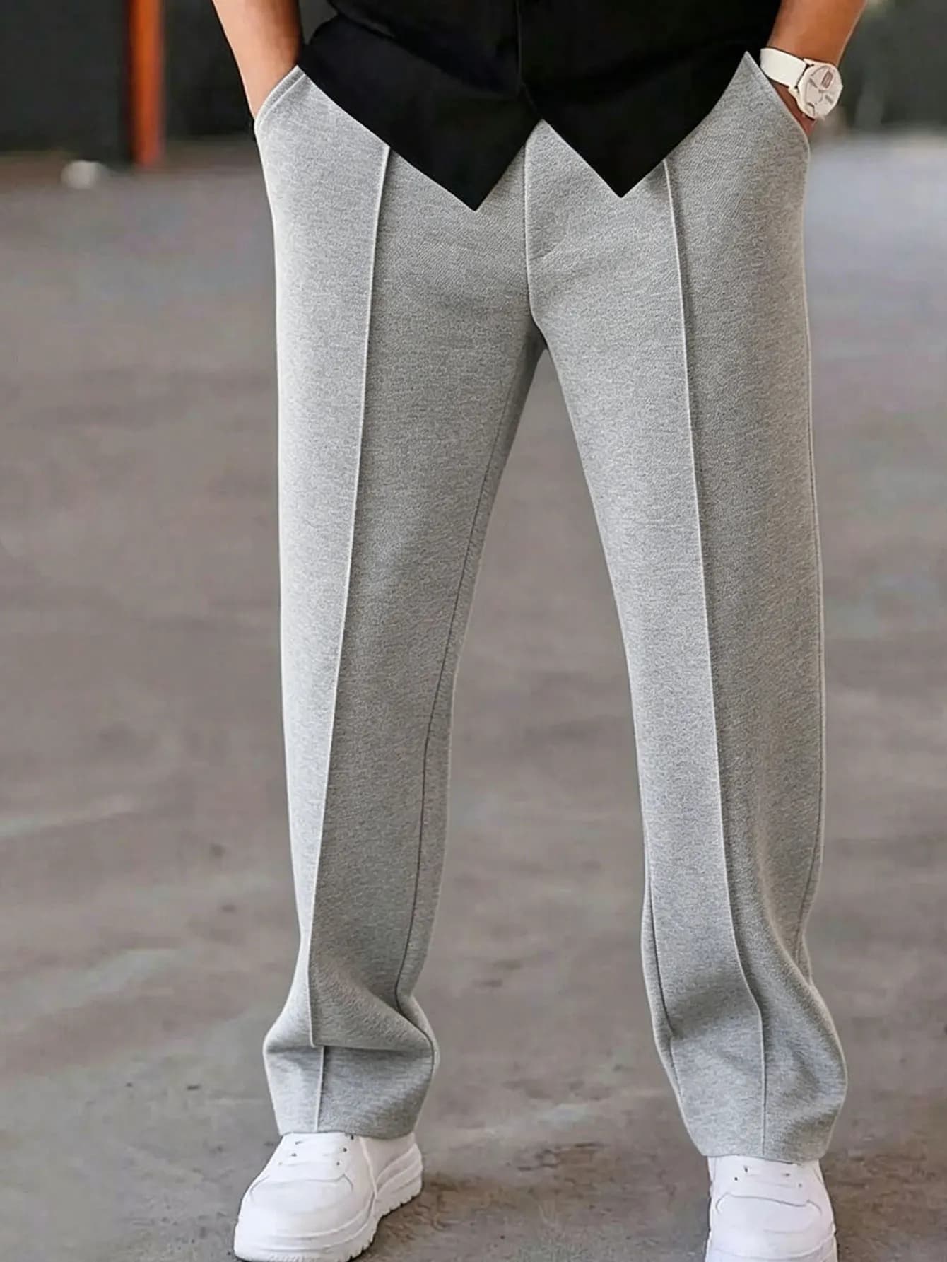 Men's Casual Cleanfit Lightweight Business Minimalist Suit Style Sports Pants Loose Sweatpants Drawstring Waist Pants