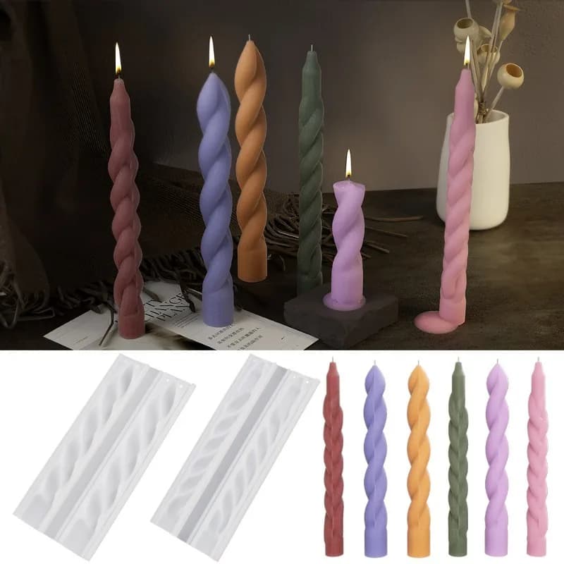 Stampi in silicone per candele con asta sottile a spirale, gesso fai da te, striscia lunga, pasta fritta, colpi di scena, ornamento decorativo a forma di stampo in resina