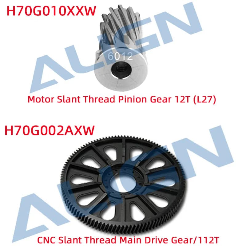 Allineare T-REX 700E 800E pignone filettato inclinato motore 12T (L27) filettatura inclinata CNC ingranaggio di trasmissione principale/112T RC elicottero pezzi di ricambio