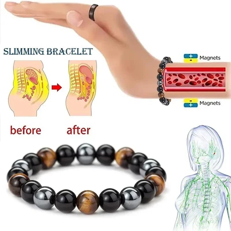 Women's Lymphatic Detoxifying Bracelet Natural Stone Ematitis Tiger Eye Bracelet for Men's Weight Loss Jewelry for Health