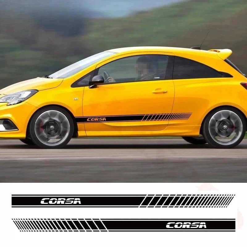 2 Pezzi Adesivi Laterali per Portiere Auto Corsa OPC Line Racing, Accessori Tuning, Decalcomanie in Vinile Fai da Te, Strisce Sportive Personalizzate