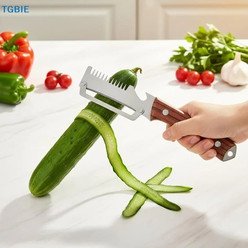 [TL]【TL】3-in-1 Serrated Peeling Knife Premium Vegetable Peeler With Scallion Shredder And Bottle Opener Kitchen Tool