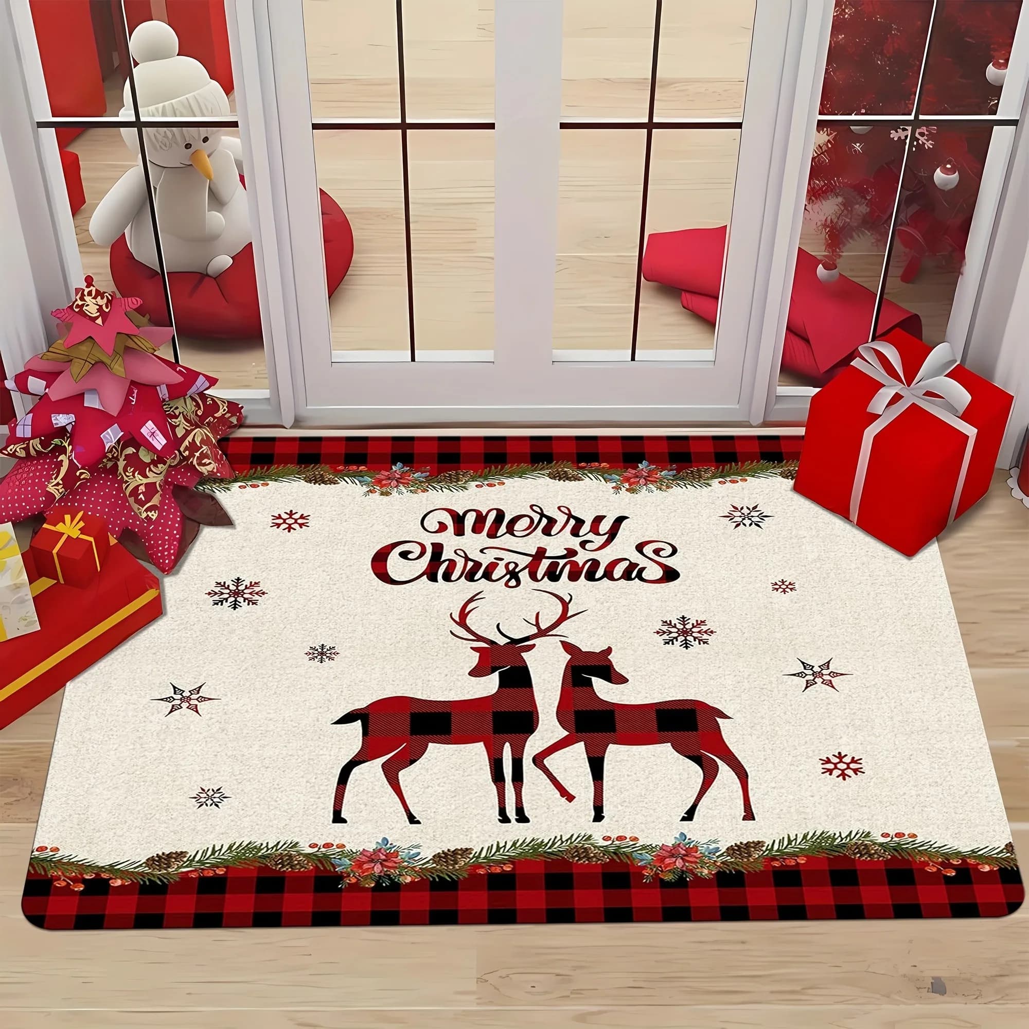 1PC Merry Cheistmas Tappeto da cucina Tappetino antiscivolo Tappeto da bagno design pop Tappetino da bagno Tappeto per la casa Lavandino Lavanderia Decor