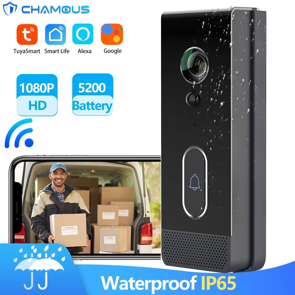 Tuya Smart home Video campanello fotocamera 1080P HD WiFi campanello impermeabile IP65 citofono 5200mAh batteria Alexa Google Home