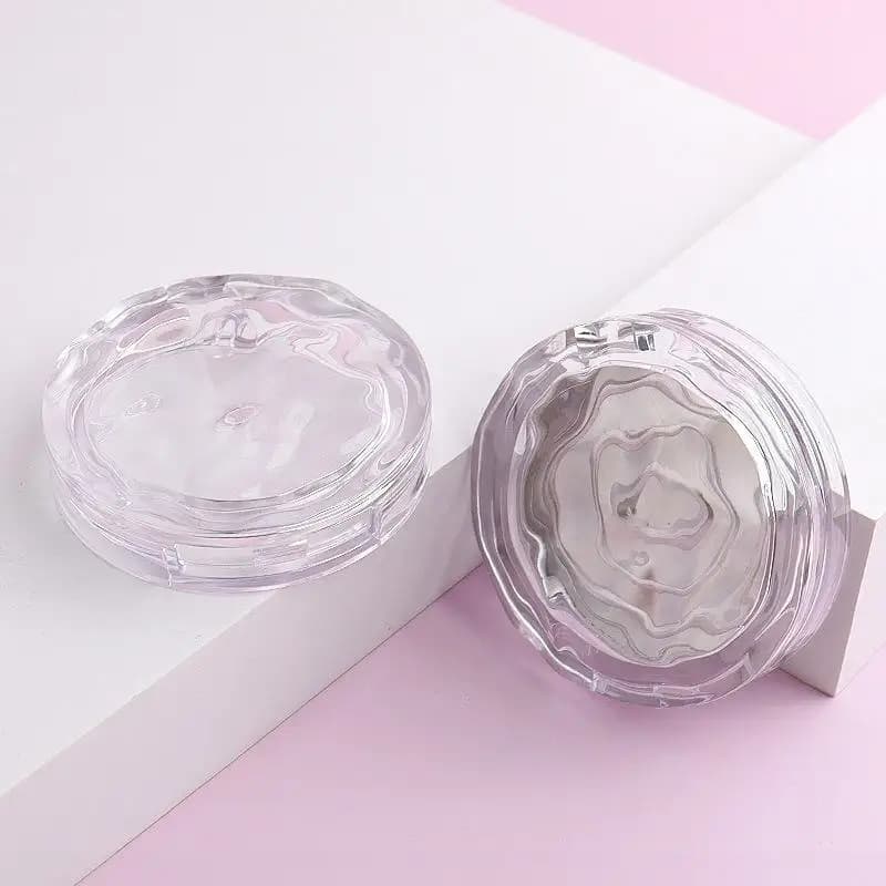Multifunctional Clear Wavy Blush Box for Everyday Makeup Storage with Powder Lipstick and Concealer Holder