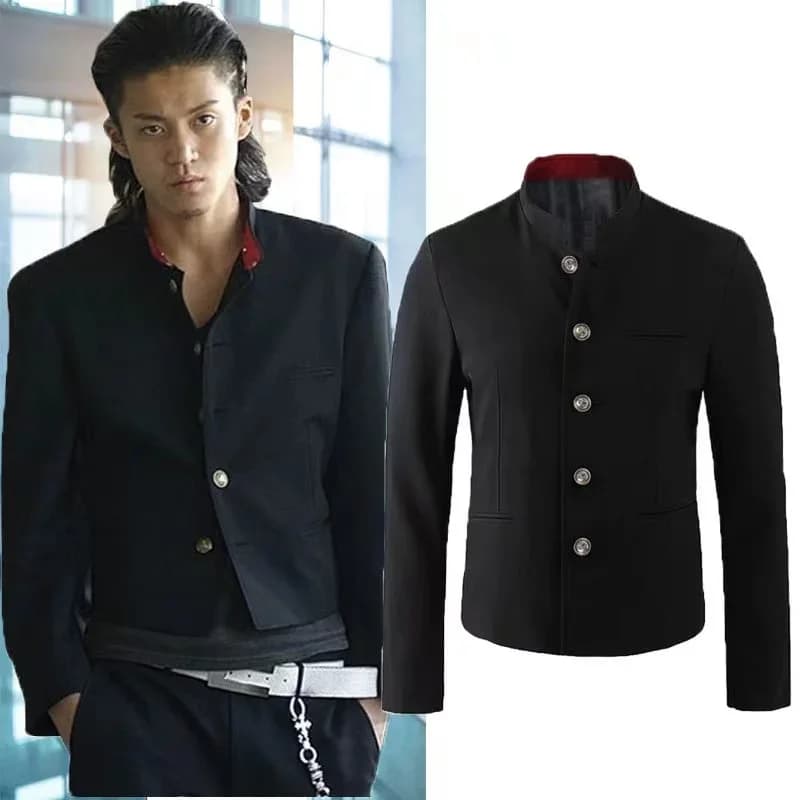 Japanese Movie New Crows Zero Takiya Genji Uniform High School Coats JK Black Suit College Style Jacket Mens Cosplay Costume # 1